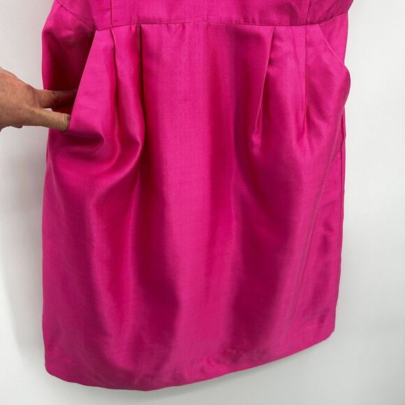 KATE SPADE Pink White Seashell Bead V-Neck Pleated Barbiecore Mini Dress Size 10 - Picture 7 of 11